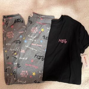 Joyspun Women's Pajamas All Day Set - Black and Gray